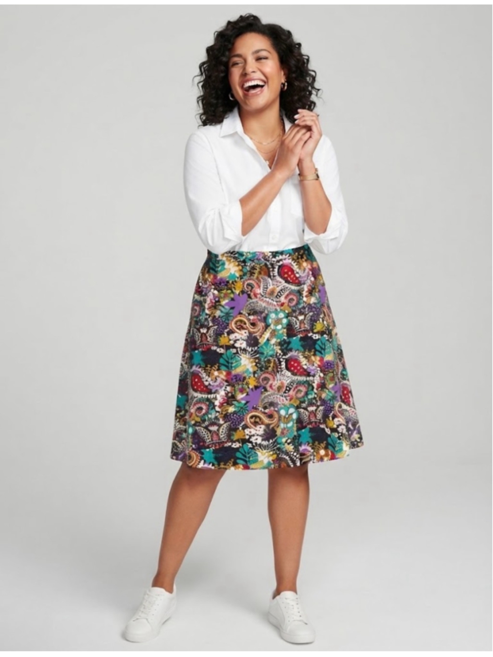 LuLaRoe A-Line Skirt 2X Black Multi-color Paisley Floral